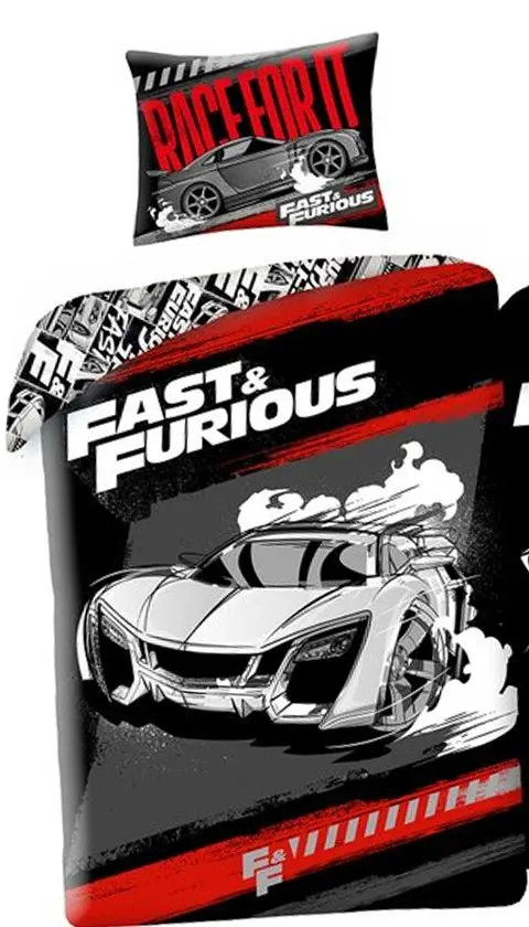 The Fast and the Furious Dekbedovertrek Race Glow in the Dark - Katoen - 140 x 200 cm