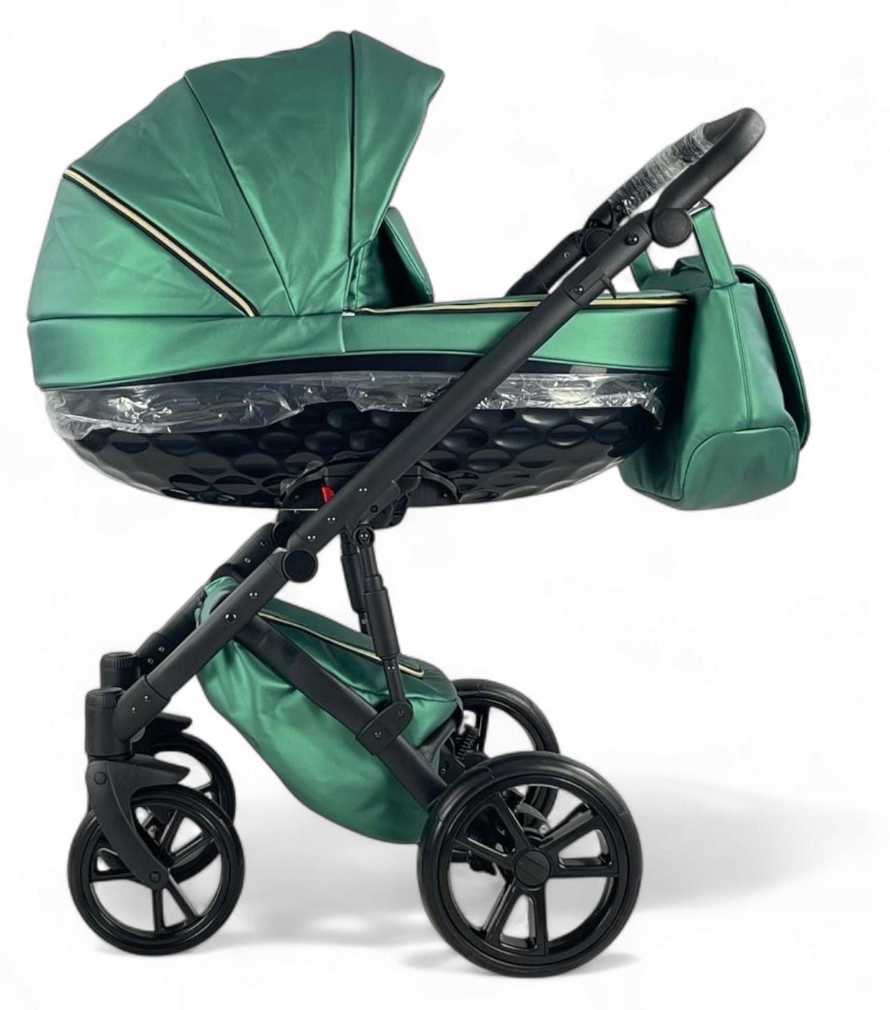 Mommo Vx 3-in-1 Kombikinderwagen Grün Kunstleder mit Babyschale