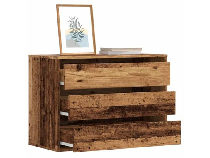 HKQWPBF Kommode Altholz-Optik 80x41x58 cm Holzwerkstoff 3 Schubladen Feuchtigkeitsbeständig, pflegeleicht, zeitloses Design, vielseitig einsetzbar, platzsparend