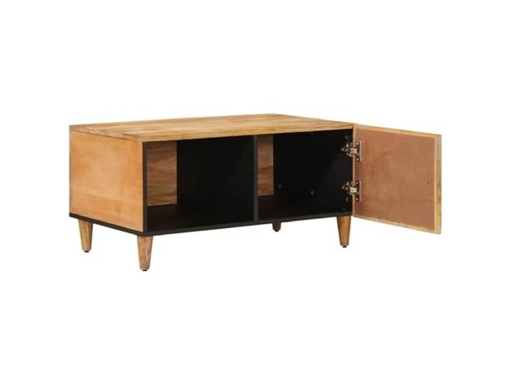 KKgypkn Couchtisch Braun Massivholz Mango 80x50x40 cm Mit Messingknöpfen, Stauraumtür, Rechteckig, Modernes Design, Pflegeleicht