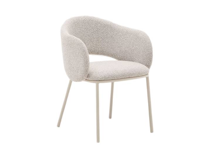 Design Esszimmerstuhl „Mainno“ mit Armlehnen Chenille Beige Kave Home