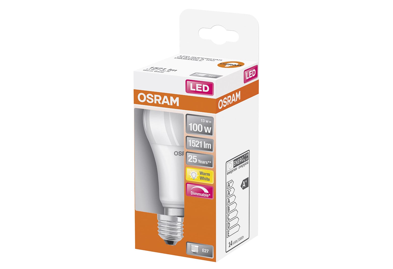 Osram LED Retrofit Classic A13WE27 Warmwit Dimbare Lamp 1521LM E27