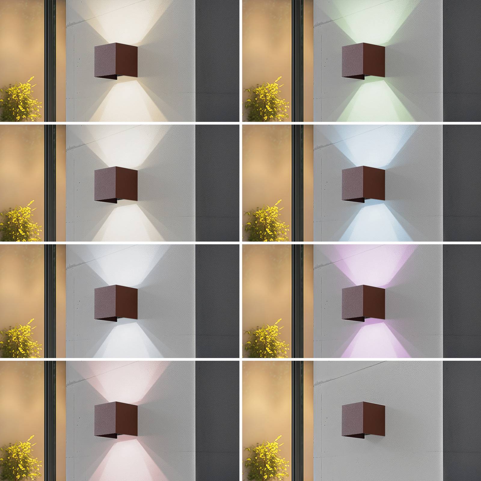 Lindby Smart LED-Außenwandlampe Dara rost eckig CCT RGB Tuya Lindby, dimmbar, braun / rost, Kunststoff, Modern, Smart Home Wandleuchte außen