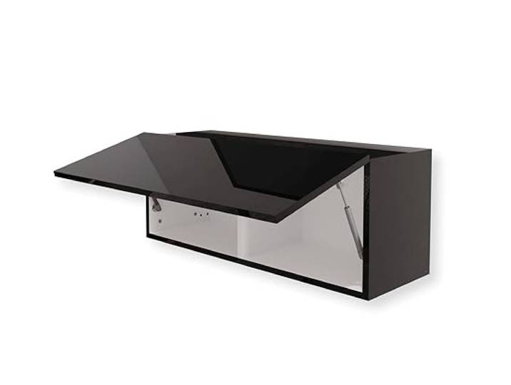 HAJDUK FURNITURE Hängeschrank für Küche 90x35x32 cm Schwarz Hochglanz Flach Küchen Klapphängeschrank Schrank Einbauküche Küchenzeile Moderner Küchenmöbel Oberschrank Geräumiger Küchenschrank