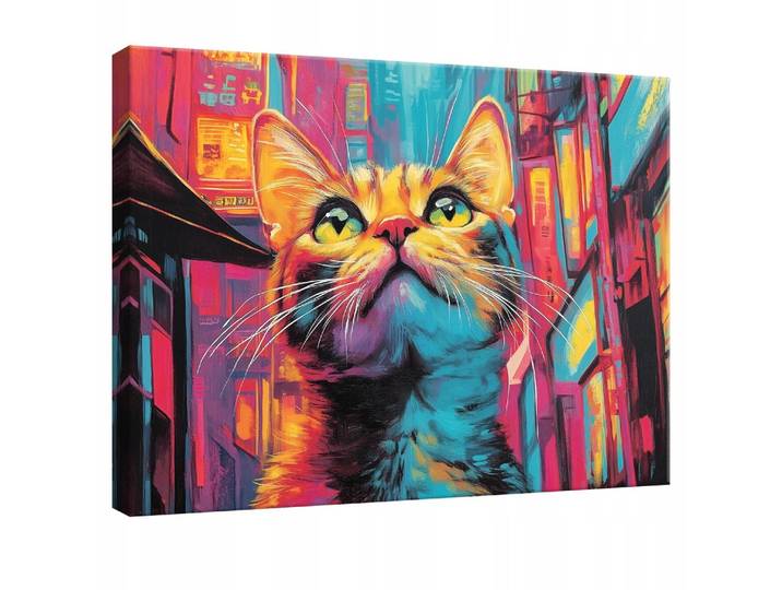 LEINWANDBILD Abstrakt Katze Pop Art Modern 60x40