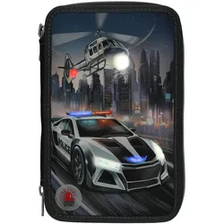 Magni, Etui, DEPESCHE MONSTER CARS Federtasche LED Polizeiauto 3-Fach gefüllt schwarz