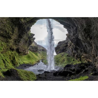 Fototapete PAPERMOON "Photo-Art BRAGI KORT, VERSTECKTER WASSERFALL", bunt, B:3,5m L:2,6m, Vlies, Tapeten