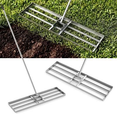 Costway 36 x 10 Inch Lawn Leveling Rake with Ergonomic Handle-Silver