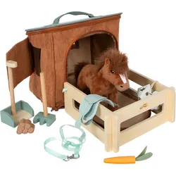 small foot Pferd mit Stall und Zubehör in der Tasche, Rollenspielset ab 2 Jahren