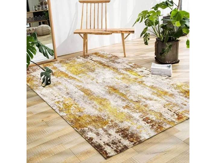 Tapis Salon Moderne Décoration Maison Or Abstrait d'Art Antidérapant Moelleux 120x180cm