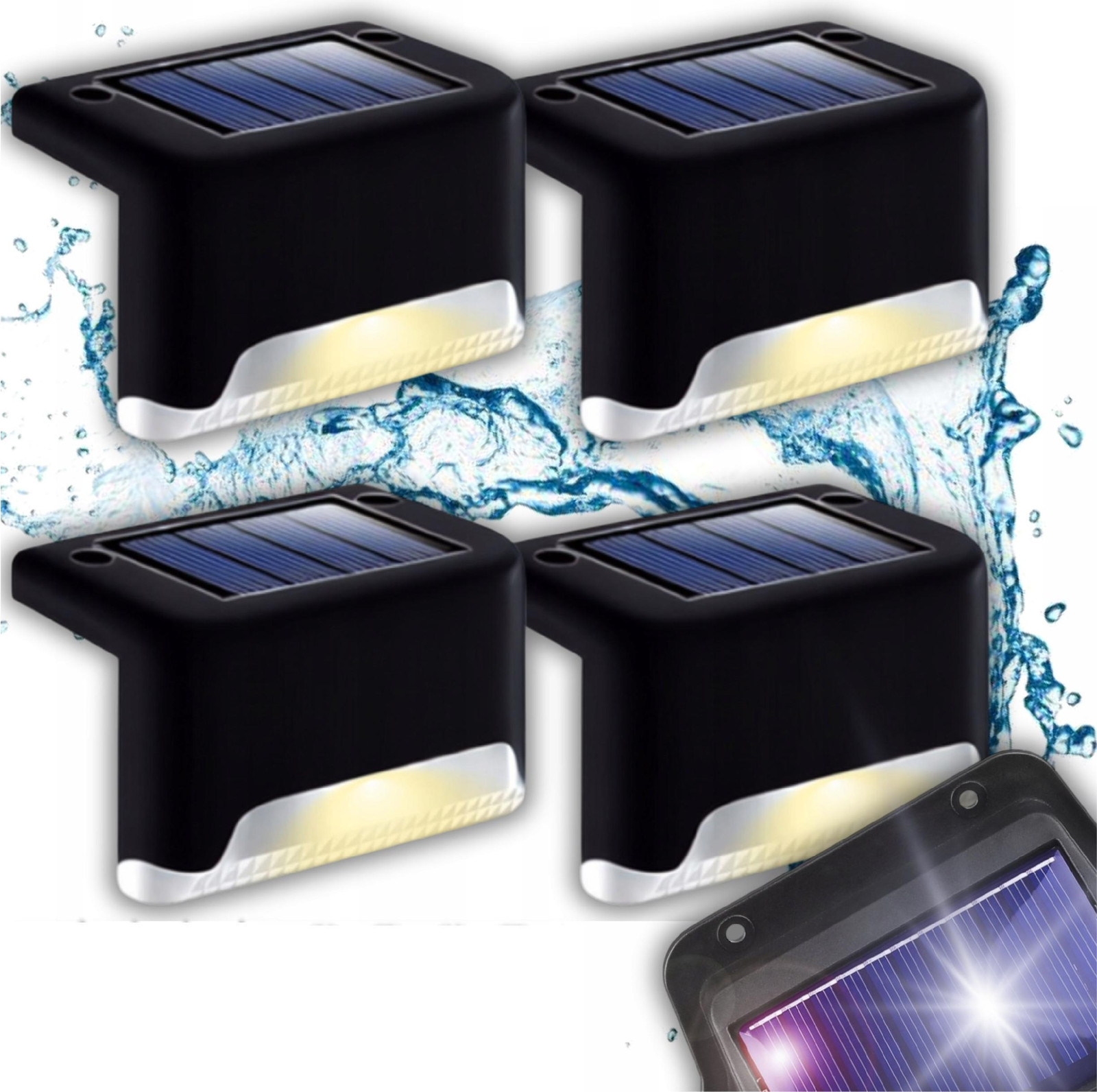 MARTOM Set van 4 LED Solar Tuinlampen met Schemersensor voor Terras en Hekwerk