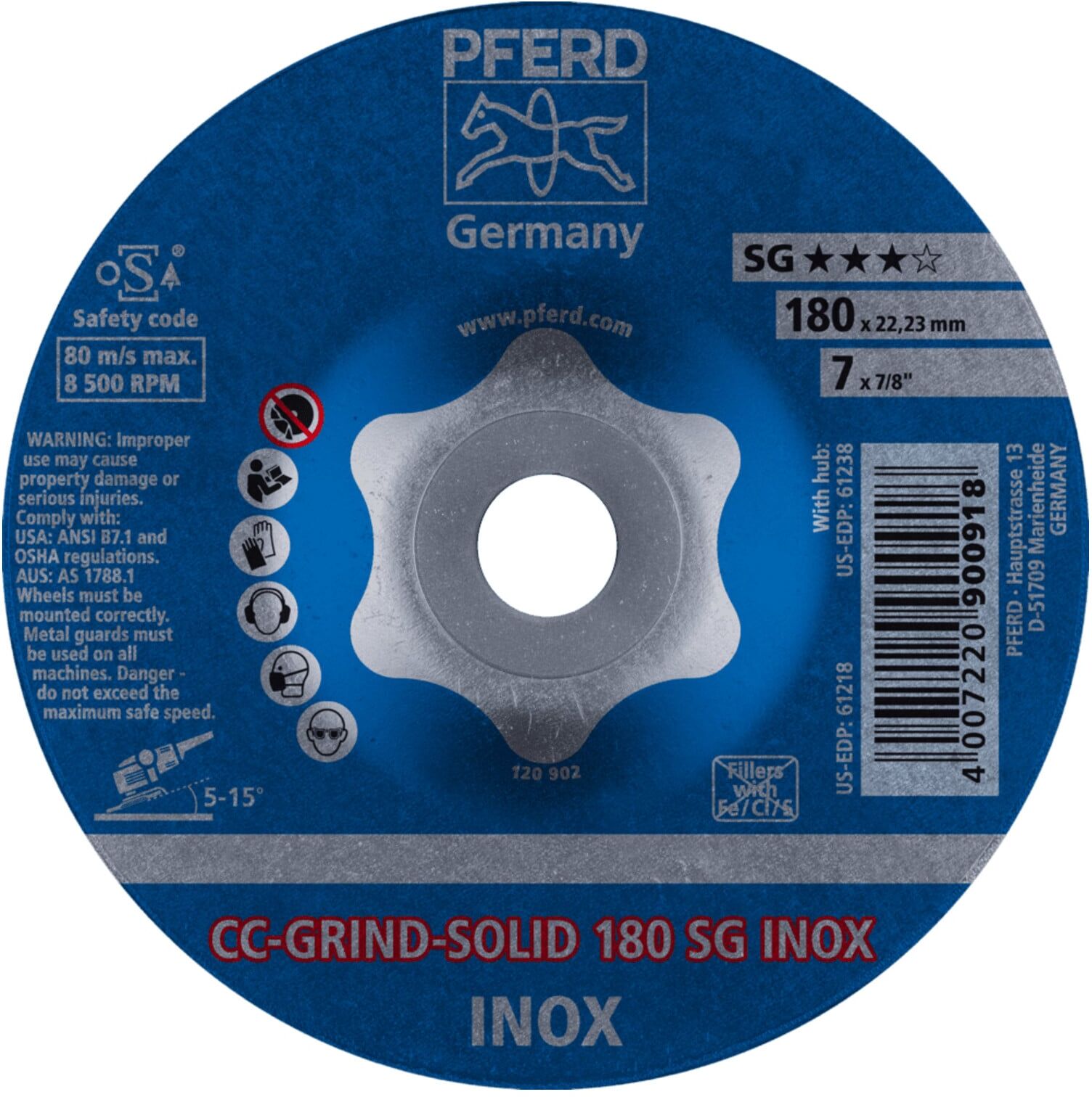 Pferd Schleifscheibe CC-Grind Solid INOX 180mm (64186180)