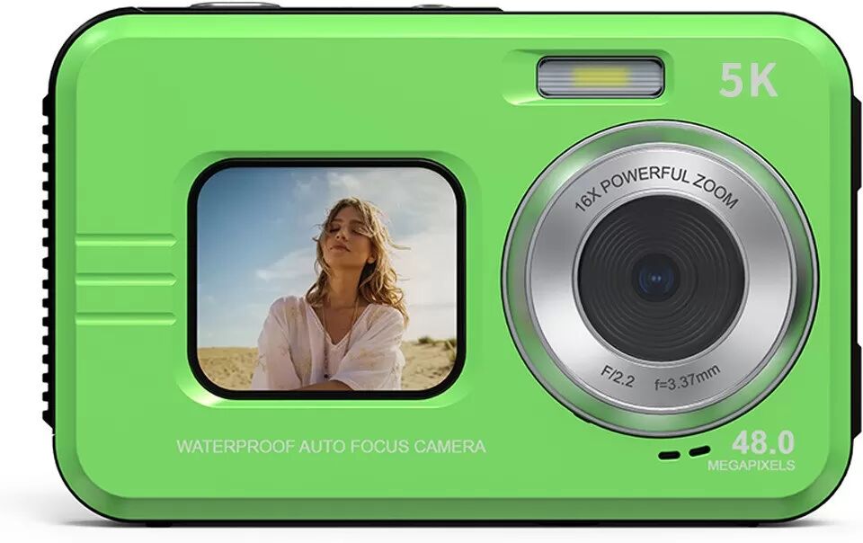 INF 5K Wasserdichte Digitalkamera mit Dual-Display für Selfies und Unterwasseraufnahmen Grün