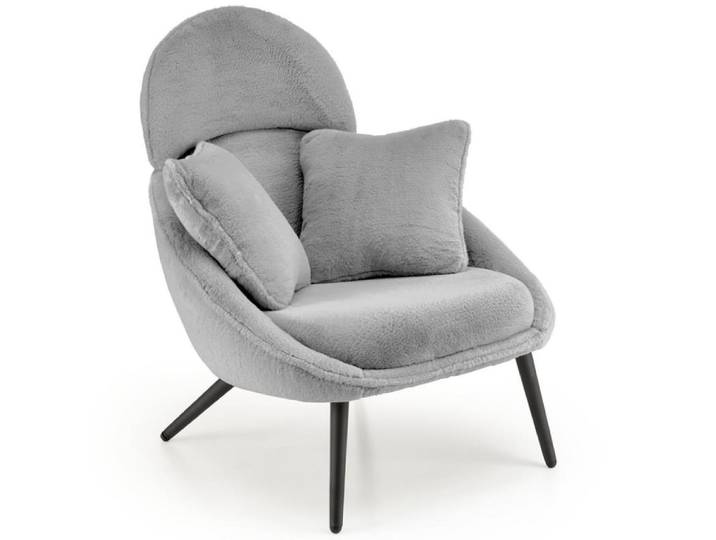 Fauteuil lounge design en tissu de polyester gris avec pieds en acier