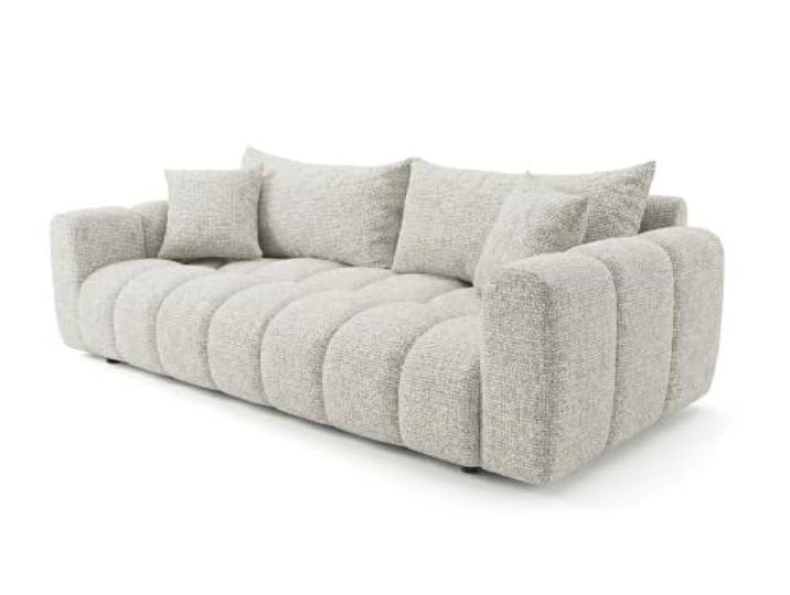 SOFILAND Cosmo Schlafsofa mit Bettkasten 240 cm (Hellgrau) Liegefläche 200 x 135 cm, HR-Schaum T30, Strukturstoff Puente, Anlieferung bis in die Wohnung