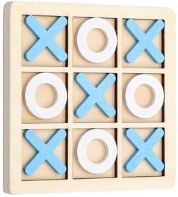 Perfect Picks Market Solid Wooden Tic Tac Toe Game For Family Fun, Travel & Outdoor Play blue