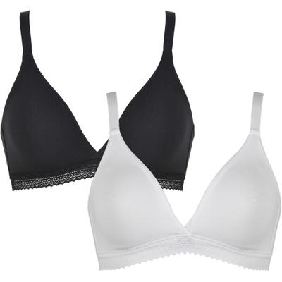 Soft-BH NATURANA, Damen, Gr. 80, Cup A, schwarz-weiß (schwarz, weiß), Obermaterial: 95% Baumwolle, 5% Elasthan. Spitze: 90% Polyamid, 10% Elasthan, bestickt, unifarben, bequem, BHs Soft-BH, feminin, basic, bequem, verstellbare Träger, ohne Bügel,...