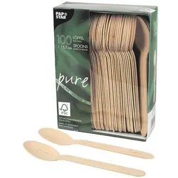 Papstar Einweg-Holzlöffel »pure«, 100 Stück braun