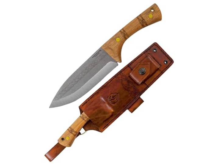 Condor Pictus Knife Outdoor-Messer mit einer 15,5 cm langen Klinge aus 1095 Hartstahl, konvexem Grund, vollem Tang, gebranntem Hickory-Griff und