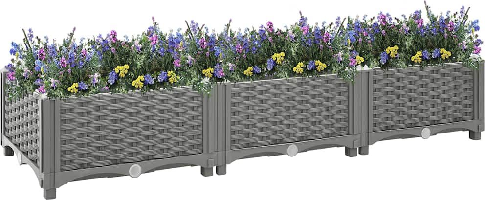 vidaXL Arriate polipropileno 120x40x23 cm Gris