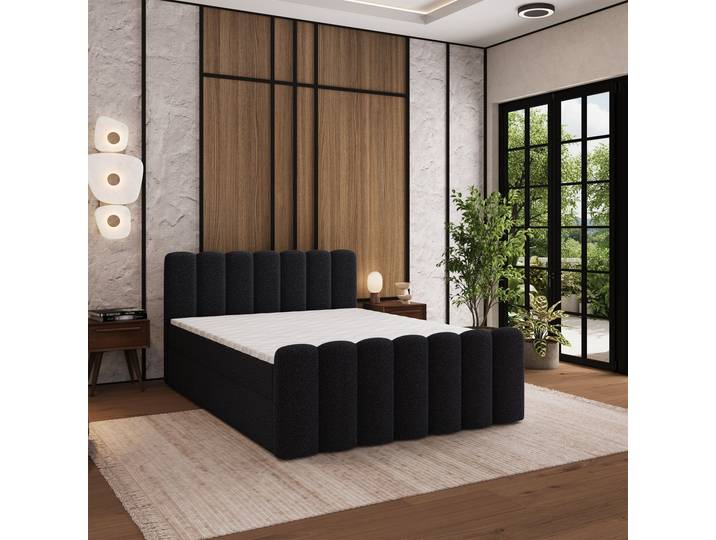 Masseno Boxspringbett CELLA mit Bettkästen 180x200 cm - Schwarz, QUELLE 100
