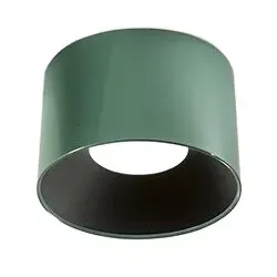 Moderne zylindrische LED-Deckenleuchte aus glänzend grünem Metall, 24 W dimmbar, Durchmesser 35 cm, hohe Lichtausbeute (CRI 80) – Perenz