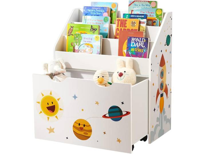 Spielzeugregal Kinderzimmer mit Spielzeugkiste Weiss