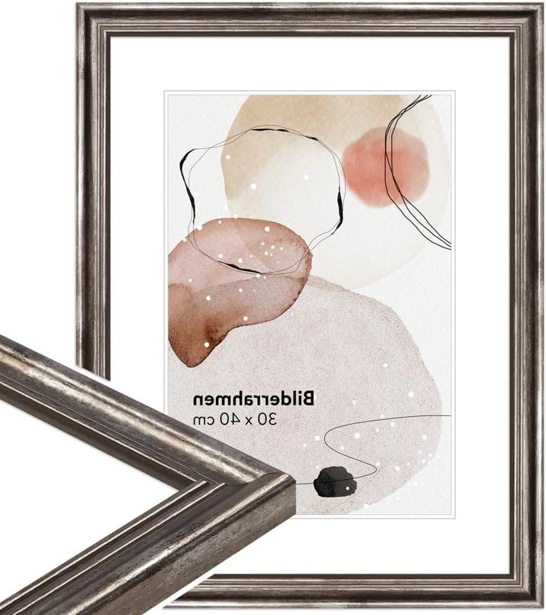 Zilveren Houten Fotolijst in Barokstijl - 28 x 35 cm
