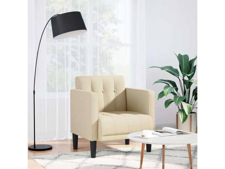 HEFZGDB Sessel mit Armlehnen Creme 53 cm Stoff Sofasessel für Wohnzimmer Schlafzimmer Büro mit Polyestergewebe und Federkern für Komfort und Stabilität