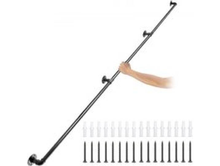 VEVOR 3x Retro Wasserrohr Handlauf 270cm Geländer Retro Industrie Kohlenstoffstahl 4x Wandhalterungen Vintage Wandhalterung Treppe 200kg Tragfähigkeit Geeignet für Handläufe im Innen-/Außenbereich