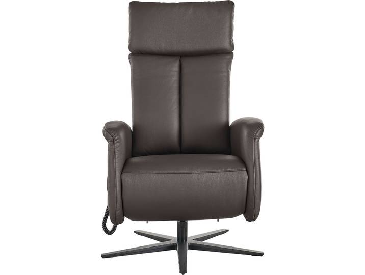 Funktionaler Relaxsessel Goms Stoff espresso verstellbare Lehne B 77 cm T 91 cm H 117 cm - Material: Pigmentiertes 100% Leder - Relaxsessel