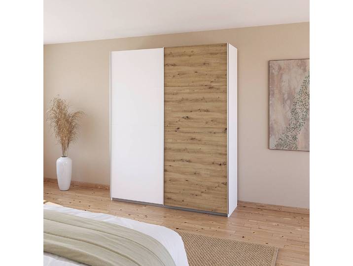 Schwebetürenschrank - Zweifarbig 181cm Weiß/Alpinweiß