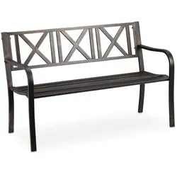 Relaxdays Gartenbank Metall Dunkelbraun,Gold