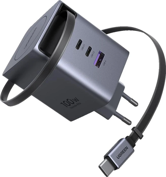 X616 GaN 100W GaN-Schnellladegerät mit einziehbarem USB-C-Kabel