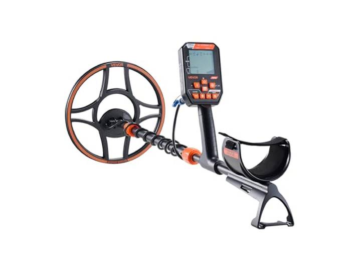VEVOR Détecteur de Métaux 30\,5 cm Détecteur de Métaux Professionnel Étanche IP68 pour Adultes Recherches de Trésors en Or et Métal\, avec Écran\, Casque sans Fil\, 7 Modes\, Poignée Réglable 99-127 cm