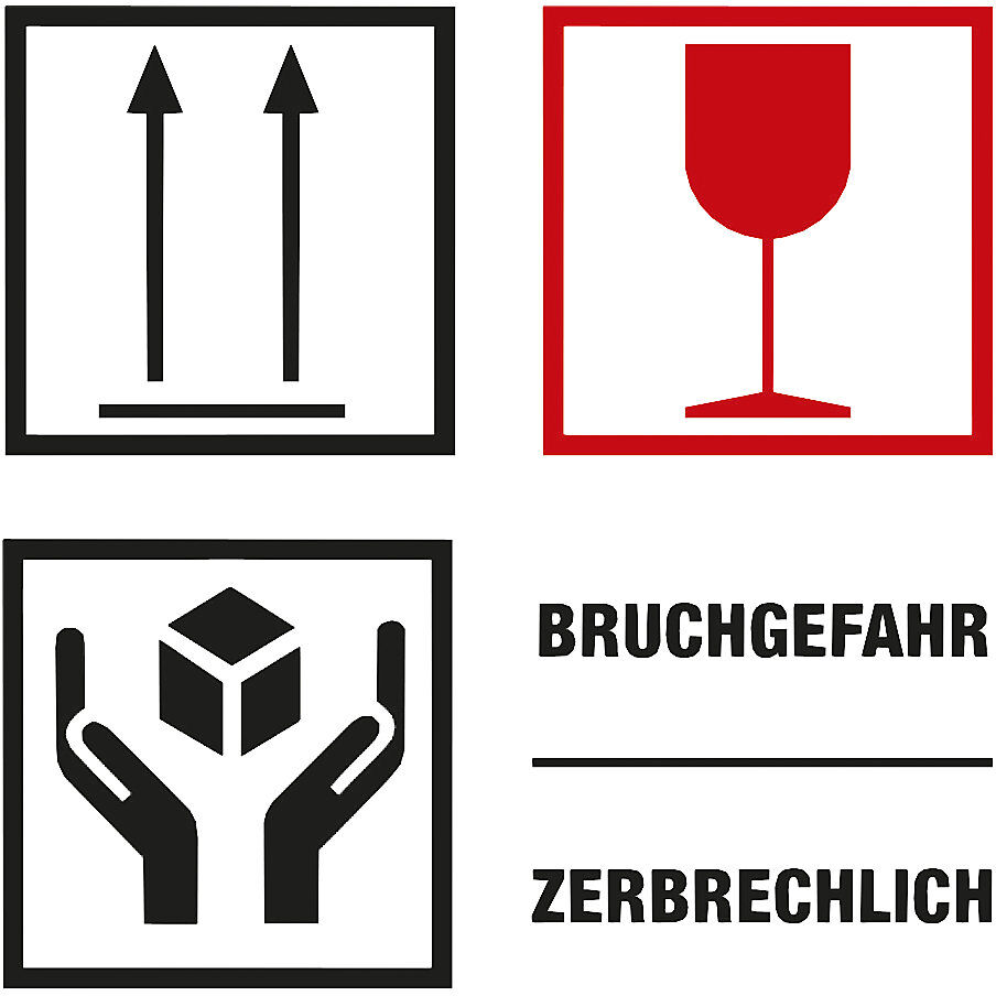 Warnetiketten, Aufdruck Bruchgefahr/Zerbrechlich, VE 1000 Stk, LxB 100 x 100 mm, ab 10 VE ratioform