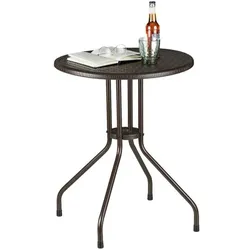 relaxdays Gartentisch in Rattan-Optik braun ø60 cm braun