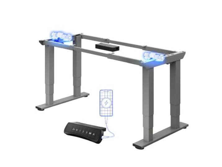 FLEXISPOT Elektrisches Tischgestell höhenverstellbar,4-Bein Gestell Grau Schreibtischgestell mit 2 Motoren, höhenverstellbare Schreibtischbeine, hohe Tragkraft, ideal als Büro-, Computer- & Esstisch