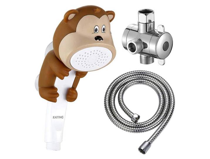Duschkopf Set für Kinder Affe Braun mit Schlauch und Umschaltventil
