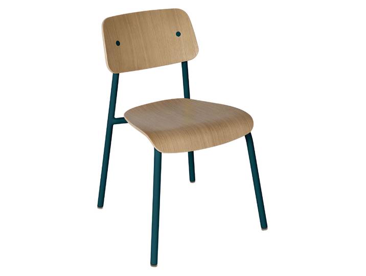 Stuhl, Eichenholz, Aluminiumgestell, 80,5 cm hoch, Klassisch-Modern, Fermob Studie