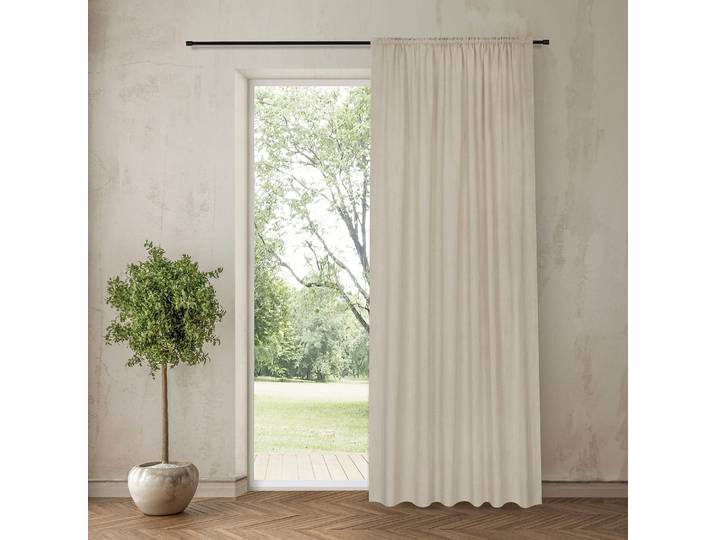 Vorhang GERSTER Abra Gr. 1, beige (sand), B:140cm H:270cm, Baumwolle, Leinen, Gardinen, Vorhang, Fertiggardine Abra