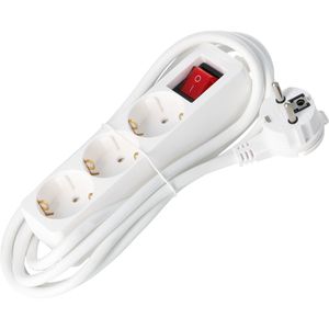 REV-Ritter Steckdosenleiste mit 1,5m Kabel, 3-fach in weiß, mit Flachstecker & Schalter