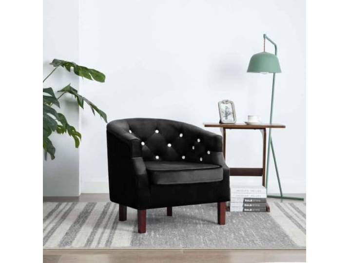 NLQMSU Sessel aus schwarzem Samt mit Kristallknöpfen, Gummibaumholz Gepolsterte Sitzfläche, optimaler Komfort, Verwendung im Schlafzimmer, Wohnzimmer, stabil, einfache Montage