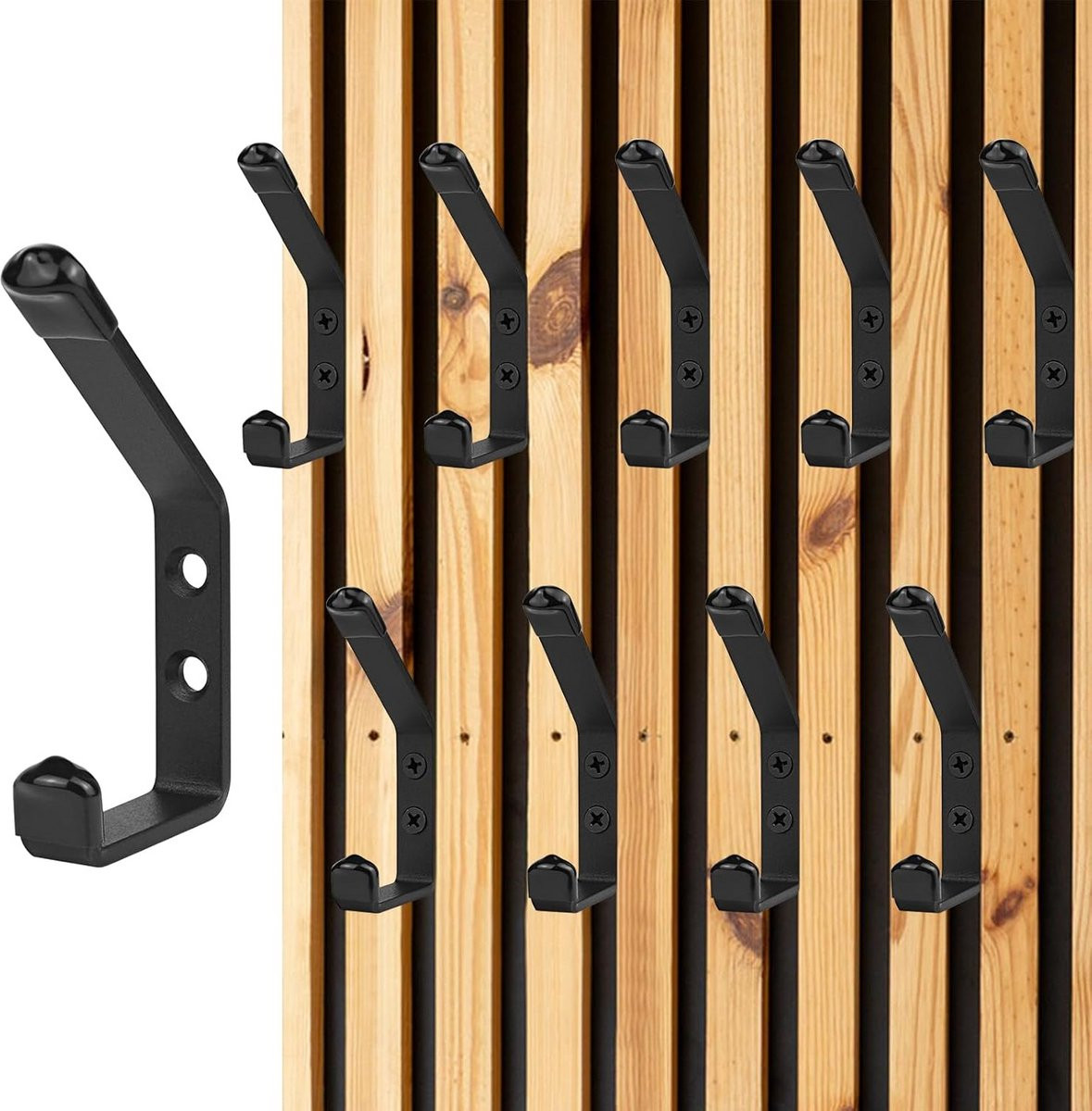 10x Zwarte Wandhaken voor Akoestische Panelen en Garderobe