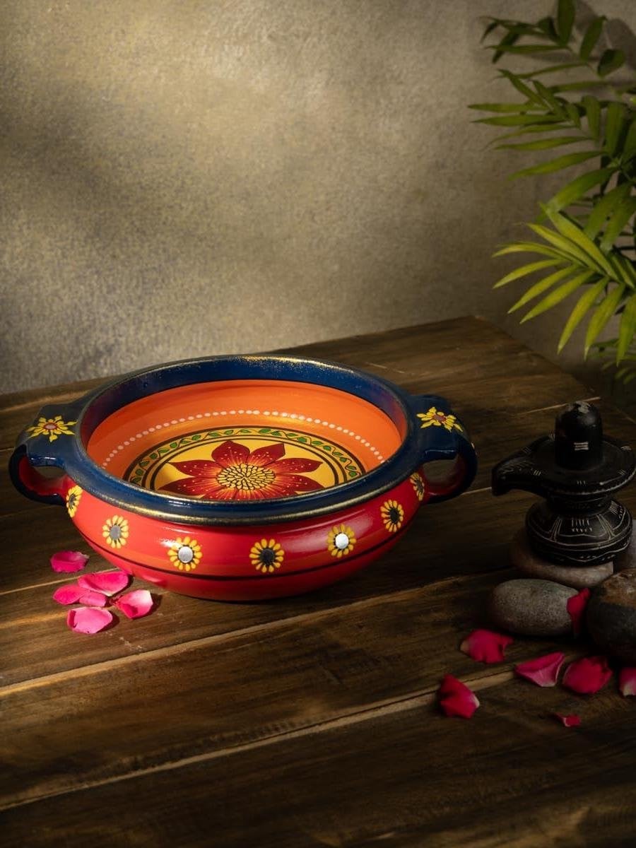 Decoratieve Urli Schaal - Handgeschilderd Design - Multicolor - Diameter: 21 cm