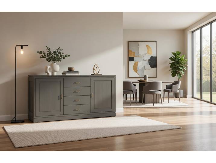 Enfilade lisse - Type A 161 x 87 x 46cm Gris/Gris