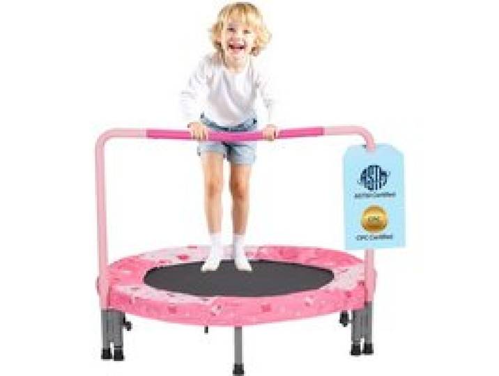 VEVOR Kindertrampolin Outdoor-Trampolin 91,44 cm faltbares Trampolin mit Griff, Rebounder-Trampolin Gartentrampolin für Kleinkinder, Geburtstagsgeschenk für Kinder ab 3 Jahren 100 kg belastbar Rot