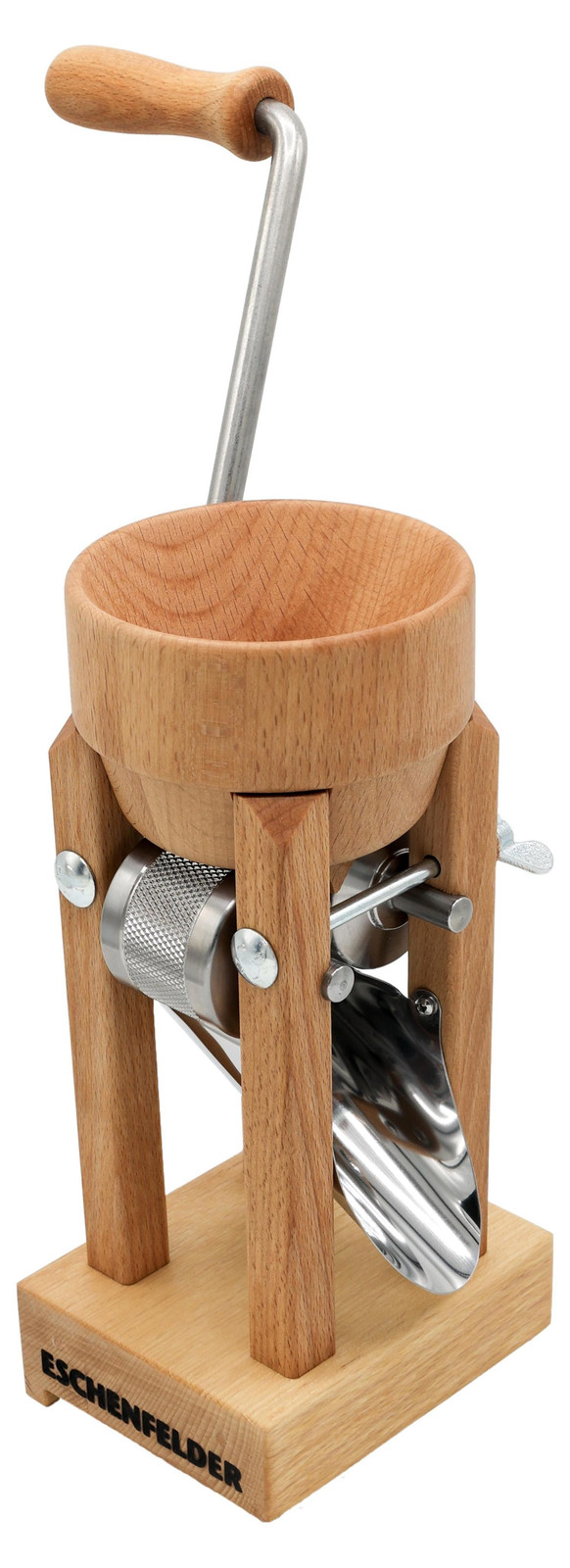 Eschenfelder Korn-Quetsche 1210 tafelmodel met houten trechter