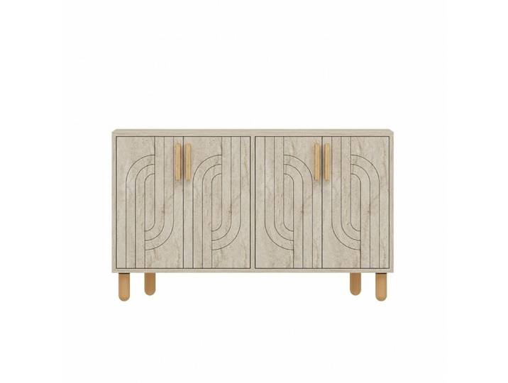RODY - Buffet à 4 portes effet travertin nervuré 120x73cm
