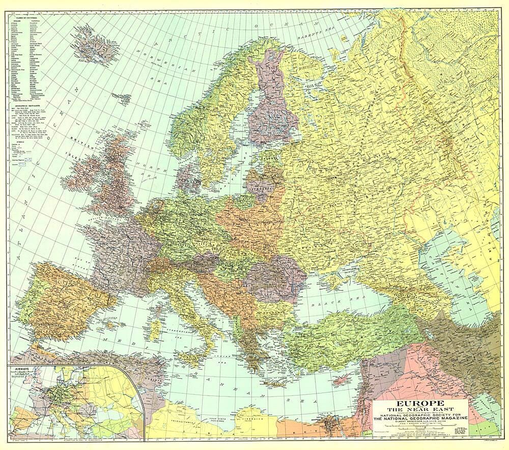 National Geographic Historic POD 1929 Europe, et le Proche-Orient (carte)